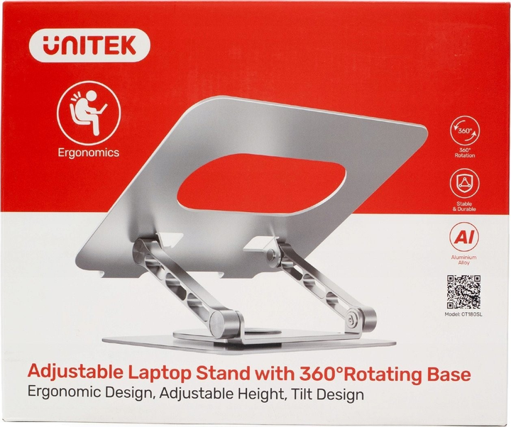 Podstawka pod laptopa Unitek Adjustable Laptop Stand with 360° Rotating Base (OT180SL01) - obraz 4