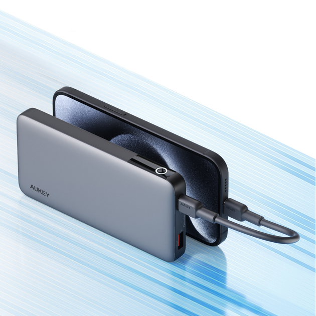 Powerbank AUKEY 10000 mAh, USB-C PD 30W, USB-A 22.5W Grey (PB-Y41) - obraz 9