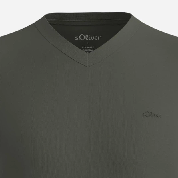 Футболка бавовняна довга чоловіча s.Oliver 10.3.16.12.130.2169626-7940 6XL Хакі (4099977752278) - зображення 4