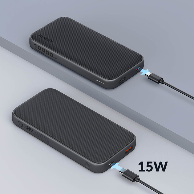 УМБ AUKEY Spark GO 10000 mAh, USB-C 15W, USB-A Grey (PB-Y46) - зображення 6