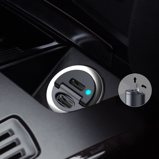 Ładowarka samochodowa AUKEY PD 2xUSB-C 30 W Black (CC-A4 BK) - obraz 3
