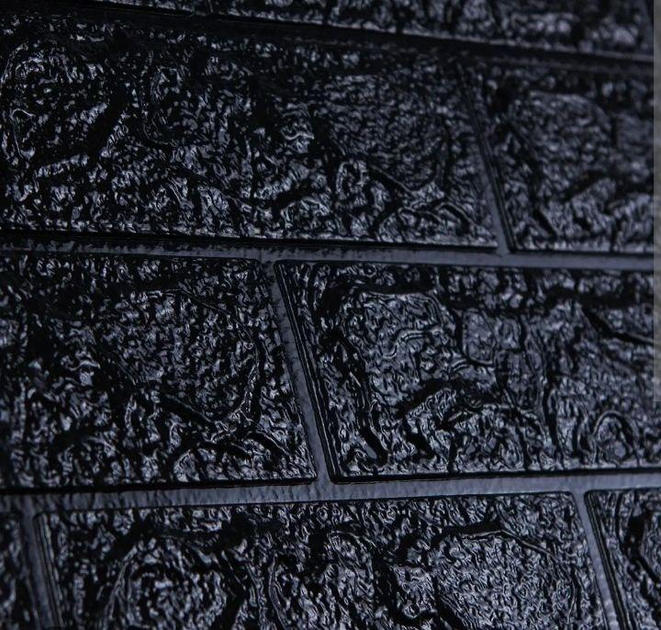 Самоклеющаяся 3D панель под кирпич Чёрный 700x770x3мм 3Д - изображение 3