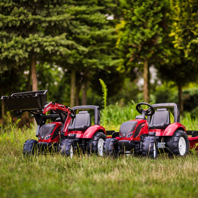 Traktor na Pedały FALK Valtra z Przyczepką i Łyżką Bordowy 4000AM (3016204000149) - obraz 3
