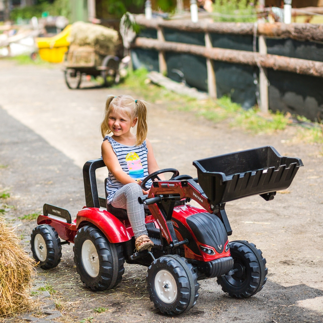 Traktor na Pedały FALK Valtra z Przyczepką i Łyżką Bordowy 4000AM (3016204000149) - obraz 8