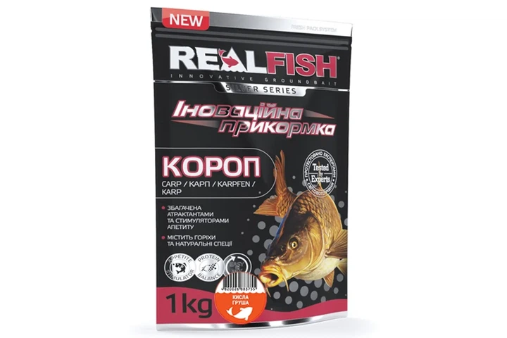 Прикормка Real Fish Карп (кислая груша) 1кг (8203001003) - Фото 1 Прикормка Real Fish Карп (кислая груша) 1кг (8203001003) - изображение 1