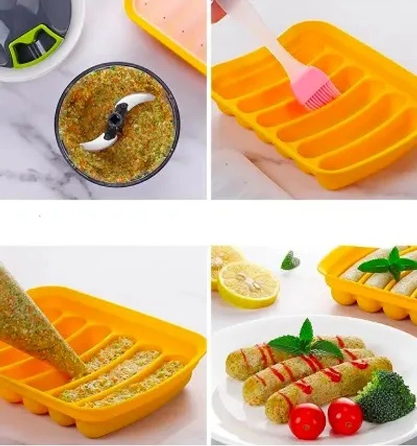 Силиконовая форма для сосисок колбасок Sausage Silicone Mold 6 ячеек Желтая - Фото 10 Силиконовая форма для сосисок колбасок Sausage Silicone Mold 6 ячеек Желтая - зображення 10