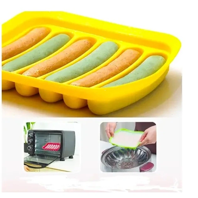Силиконовая форма для сосисок колбасок Sausage Silicone Mold 6 ячеек Желтая - Фото 12 Силиконовая форма для сосисок колбасок Sausage Silicone Mold 6 ячеек Желтая - зображення 12