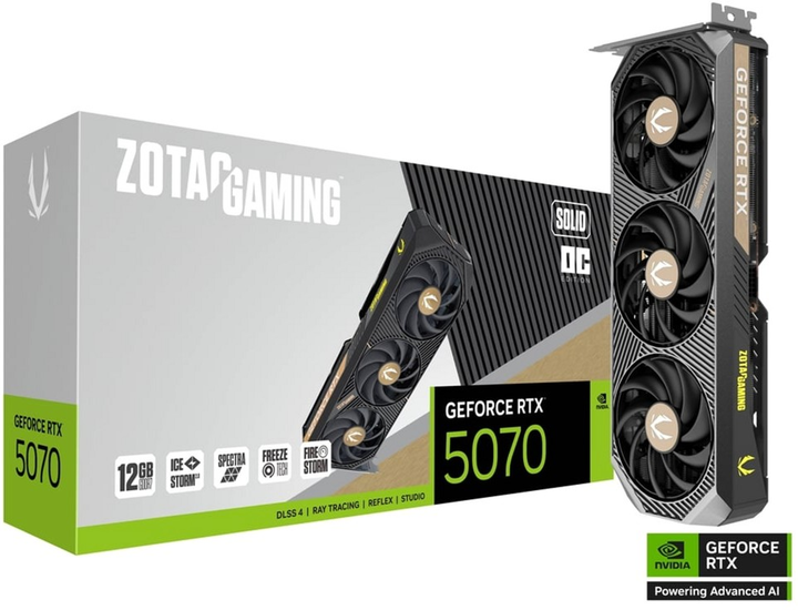 Karta graficzna Zotac PCI-Ex GeForce RTX 5070 Gaming Solid 12GB GDDR7 (192bit) (2542/28000) (HDMI, 3 x DisplayPort) (ZT-B50700J-10P) - obraz 8