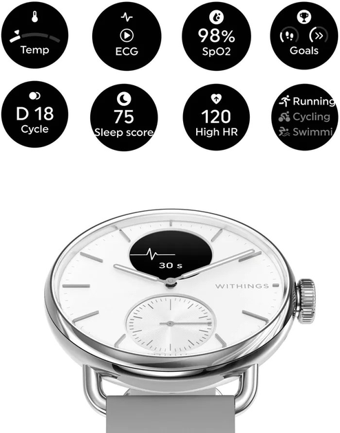 Смарт-годинник Withings ScanWatch 2 38mm Pearl White (HWA10-model 2-All-Int) - зображення 4