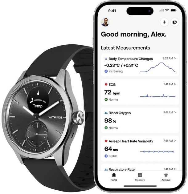 Smartwatch Withings ScanWatch 2 42mm Black (HWA10-model 4-All-Int) - obraz 5