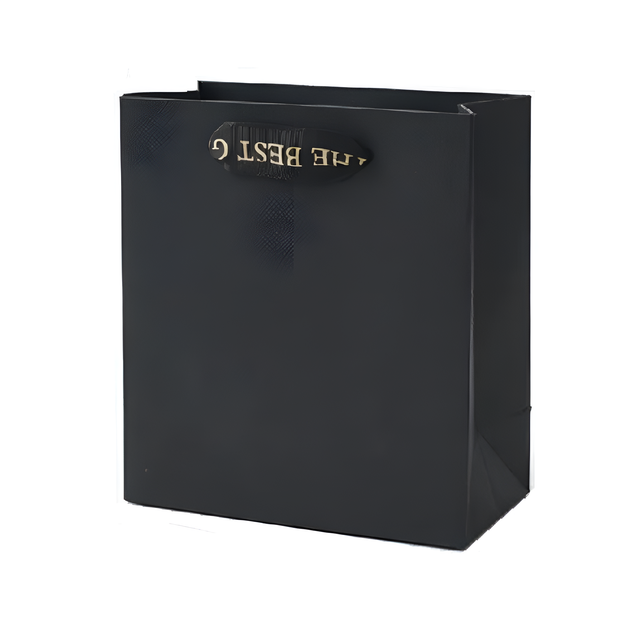 Пакет для подарунків паперовий з ручками Stenson Monochrom 14.5х10х19.5см Чорний (R96729-S) - Фото 1 Пакет для подарунків паперовий з ручками Stenson Monochrom 14.5х10х19.5см Чорний (R96729-S) - зображення 1