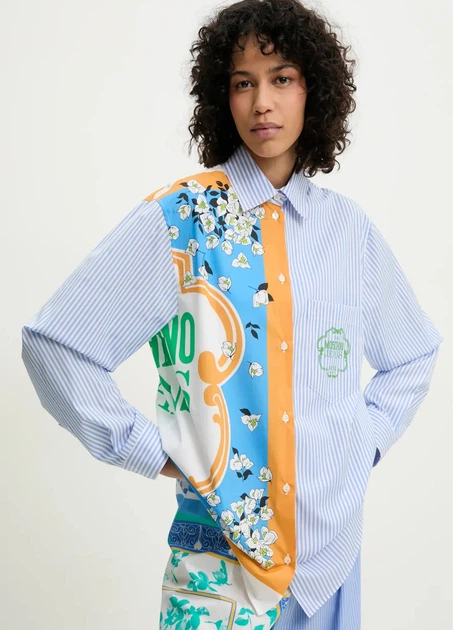 Рубашка женская MOSCHINO JEANS 40 голубая (251K2A022337252303-40) - Фото 7 Рубашка женская MOSCHINO JEANS 40 голубая (251K2A022337252303-40) - изображение 7