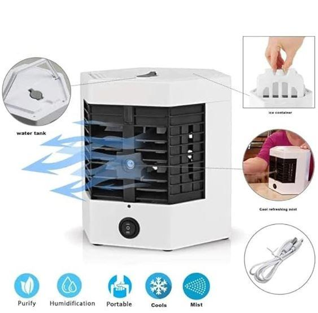 Міні-кондиціонер Arctic Air USB Ultra портативний охолоджувач повітря зволожувач очищувач настільний кліматичний прилад випарний кондиціонер LED підсвічування 7 режимів 3 швидкості вентилятора компактний для дому офісу - зображення 4