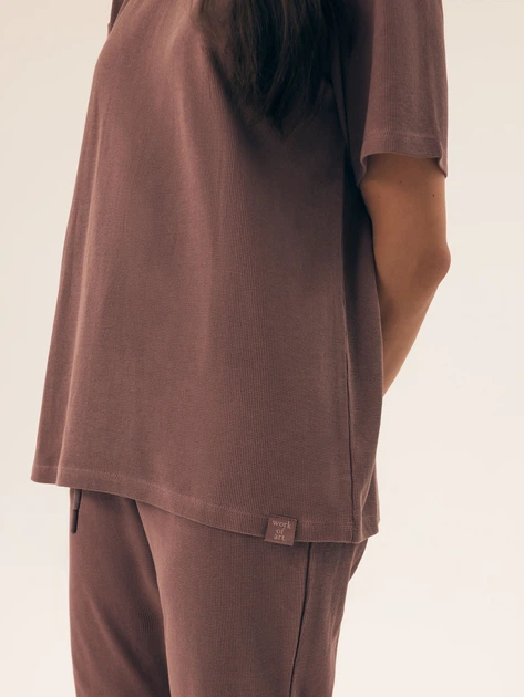 Піжама (футболка + штани) жіноча бавовняна Henderson Nilsa 43349-84X S Коричнева (5903972548455) - зображення 5