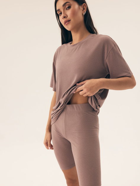 Piżama damska z szortami i krótkim rękawem Henderson Nueva 42682-82X 2XL Brązowa (5903972378878) - obraz 4