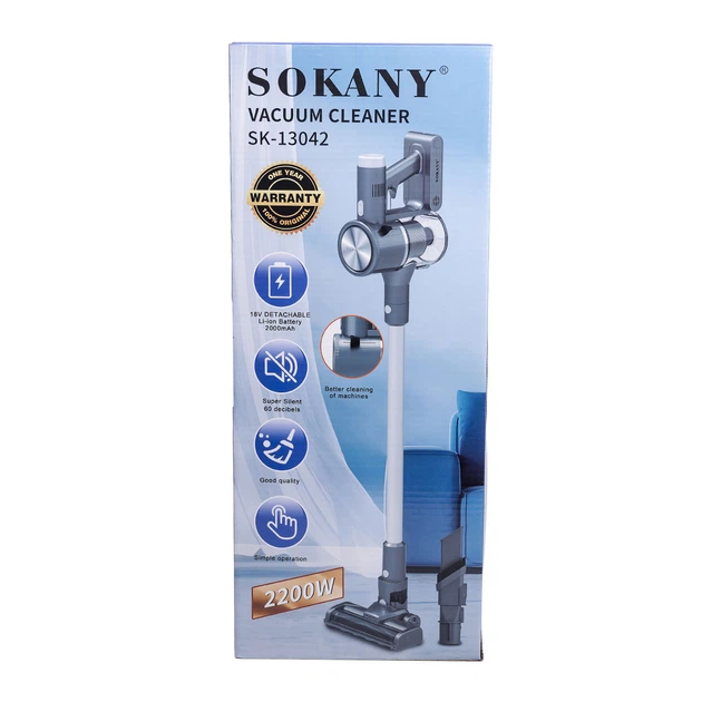 Ручной вертикальный аккумуляторный пылесос 2200 Вт SOKANY SK-13042 колбовый с циклонным фильтром серый - изображение 14