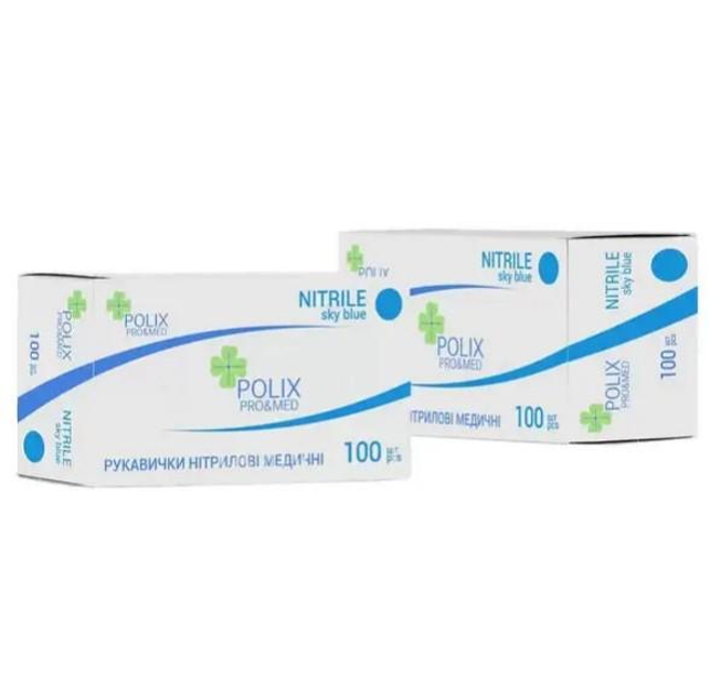 Рукавички нітрилові Polix PRO&MED (100 шт/уп) колір: SKY BLUE M - зображення 1