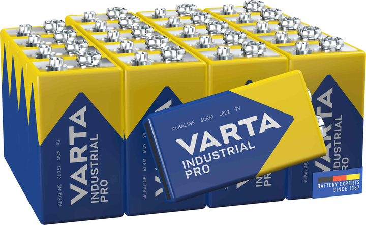 Батарейка Varta 9V Block Alkaline Industrial Pro 640 мА·год 20 шт. (4008496356805) - зображення 3