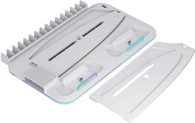 Підставка для PS5 Canyon CS-51 RGB Slim/DE з охолодженням і зарядкою для геймпадів White (CND-CSPS5W-1) - зображення 2
