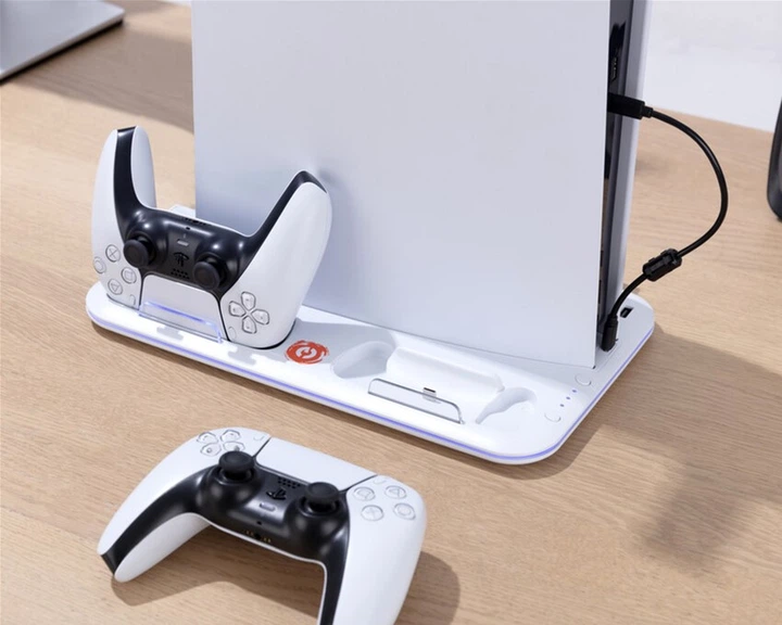 Підставка для PS5 Canyon CS-51 RGB Slim/DE з охолодженням і зарядкою для геймпадів White (CND-CSPS5W-1) - зображення 8
