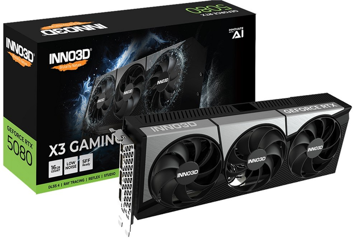 Karta graficzna INNO3D PCI-Ex GeForce RTX 5080 X3 Gaming OC 16GB GDDR7 (256bit) (2700/30000) (HDMI, 3 x DisplayPort) (G50803-16D7X-17603930) - obraz 3