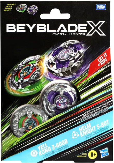 Zestaw zabawek Hasbro Beyblade X Yell Kong 3-60GB i Helm Knight 5-80T Top Dual Pack G0198ES0 (5010996260130) - obraz 1