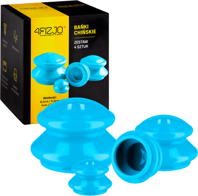 Вакуумные китайские антицеллюлитные массажные банки 4FIZJO для тела 4 шт Blue (P-5907739312204) - Фото 1 Вакуумные китайские антицеллюлитные массажные банки 4FIZJO для тела 4 шт Blue (P-5907739312204) - изображение 1