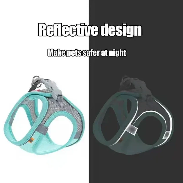Шлея-жилет світловідбиваюча для кішок та собак Harness Vest XS Blue - Фото 2 Шлея-жилет світловідбиваюча для кішок та собак Harness Vest XS Blue - зображення 2
