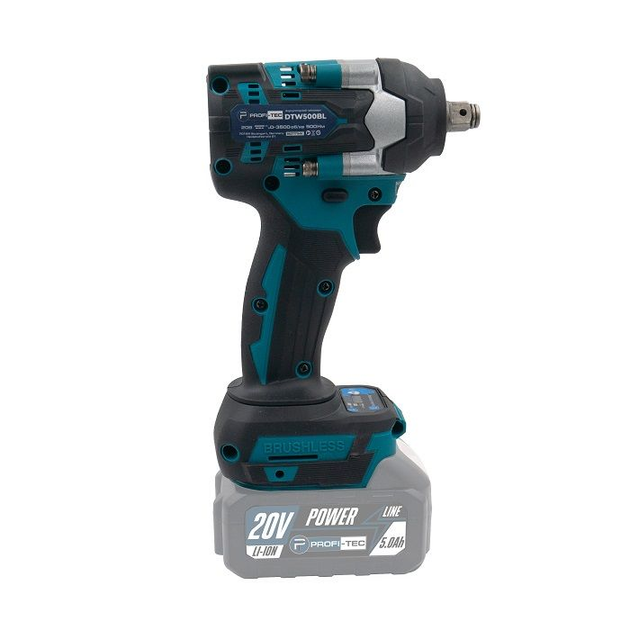 Набор аккумуляторных инструментов PROFI-TEC Combo Set 2 POWERLine DGA20BL+DTW500BL: с АКБ 2шт-20V 5.0Ач+ЗУ - изображение 6