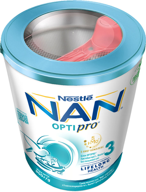 Смесь молочная сухая NAN 3 Optipro с 5 олигосахаридами и L. Reuteri для детей от 12 месяцев 800 г (8445291443761) - изображение 5