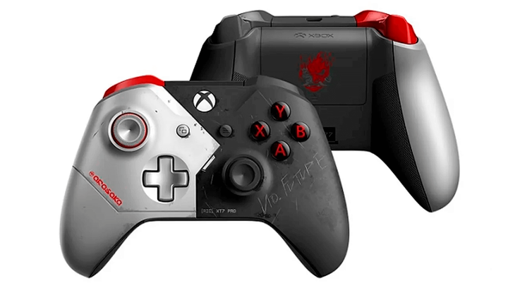Набор Консоль Microsoft Xbox One X Cyberpunk 2077 Limited Edition 1TB Yellow Blue Б/У + Геймпад Беспроводной Version 2 Black White - изображение 5