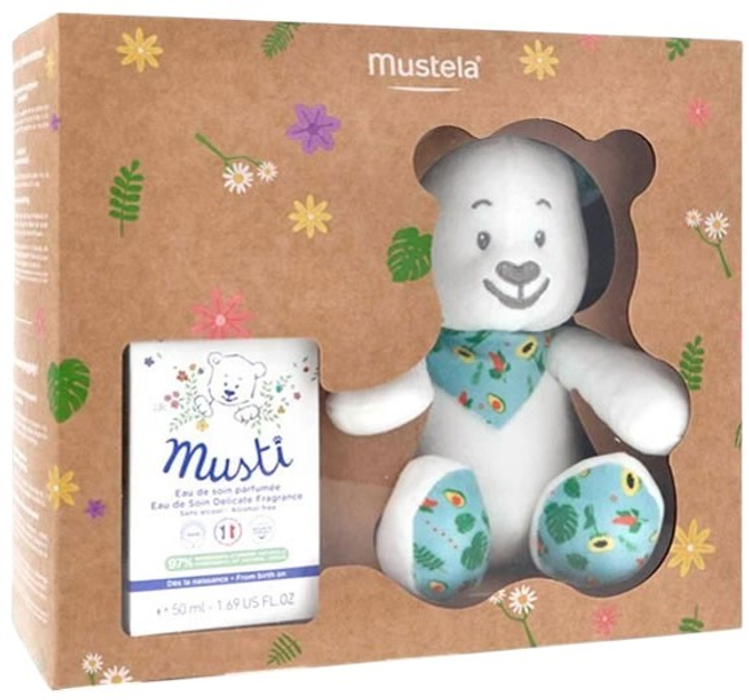 Набір для догляду за дітьми Mustela Musti Ароматична вода 50 мл + Плюшевий ведмедик (8436034154365) - зображення 1