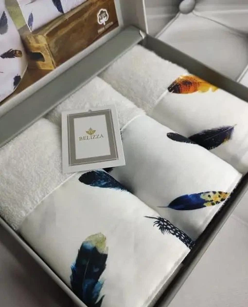 Подарочный набор полотенец Belizza Feather 30х50см 3 шт в коробке - изображение 2
