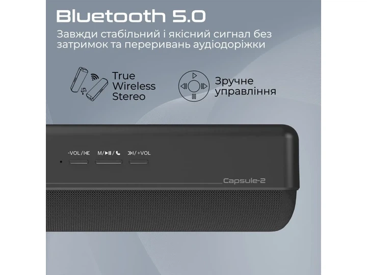 Портативна колонка Promate Capsule-2 Black (capsule-2.black) - изображение 2