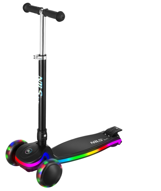 Самокат дитячий Nils Fun HLB1603 LED Чорний (5907695571905) - зображення 1