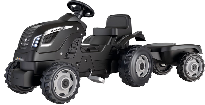 Traktor na pedały Smoby Farmer XL z przyczepą Czarny 710131 (3032167101310) - obraz 1