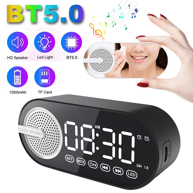 Бездротова Bluetooth RGB колонка G-30 з будильником FM TF на акумуляторі - Фото 2 Бездротова Bluetooth RGB колонка G-30 з будильником FM TF на акумуляторі - зображення 2
