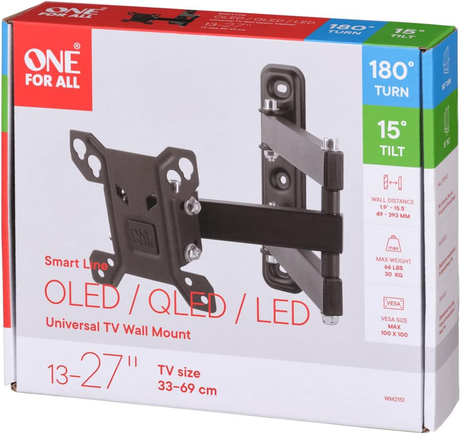 Настінне кріплення One For All WM 2151 13" - 27" (8716184064135) - зображення 3