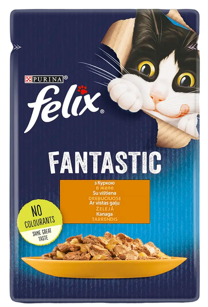 Влажный корм для кошек Felix Fantastic, кусочки в желе, с курицей, 85 г - Фото 1 Влажный корм для кошек Felix Fantastic, кусочки в желе, с курицей, 85 г - изображение 1