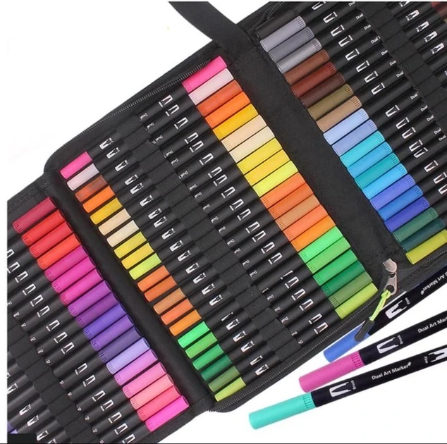 Набор двусторонних маркеров для скетчинга Black Dual Brush Pens на водной основе 60 шт в сумке (3_06267) - Фото 3 Набор двусторонних маркеров для скетчинга Black Dual Brush Pens на водной основе 60 шт в сумке (3_06267) - изображение 3