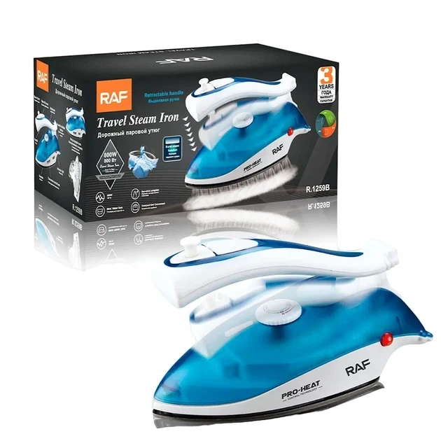 Утюг дорожный RAF R.1259 с антипригарной подошвой 800W Blue (3_06338) - изображение 2