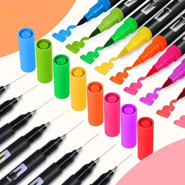 Набор двусторонних маркеров для скетчинга Black Dual Brush Pens на водной основе 48 шт в сумке (3_06268) - Фото 5 Набор двусторонних маркеров для скетчинга Black Dual Brush Pens на водной основе 48 шт в сумке (3_06268) - изображение 5