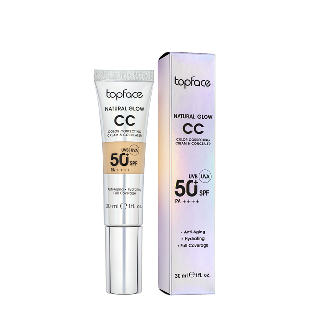 Тональний СС-крем topface Natural Glow CC Cream & Concealer SPF50 PT472 30 мл, 005 Yellow Sand/Пісочний - Фото 1 Тональний СС-крем topface Natural Glow CC Cream & Concealer SPF50 PT472 30 мл, 005 Yellow Sand/Пісочний - зображення 1