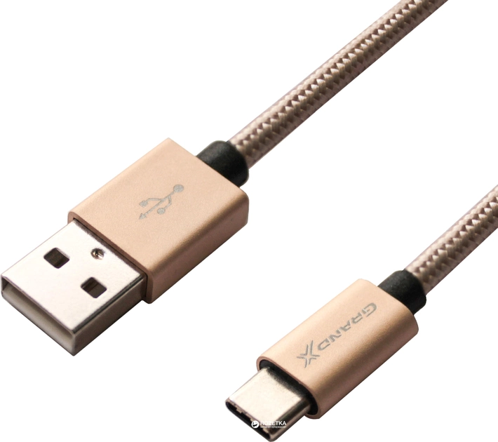 Кабель Grand-X USB - USB Type-C 1 м Gold (FC03) - изображение 2