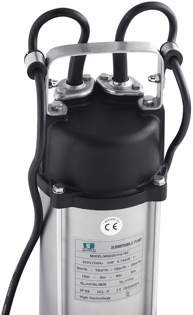 Насос фекальний Pumpman WQD25-11-0.75S Hmax 11 м Qmax 20 куб.м 750 Вт (CV029768) - зображення 2
