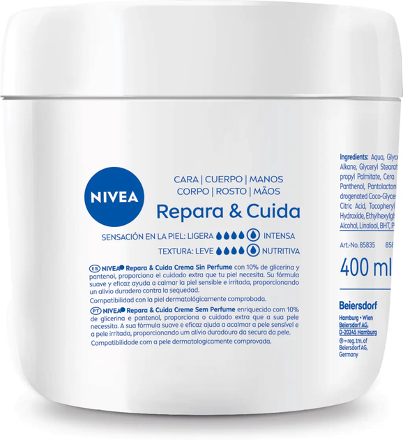 Krem do ciała Nivea Repair & Care nawilżający z gliceryną i pantenolem 400 ml (4006000127422) - obraz 4