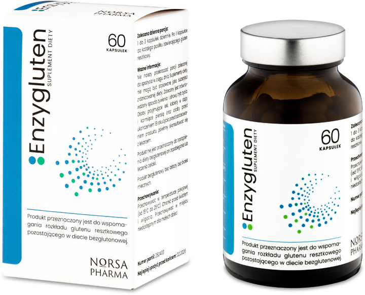 Дієтична добавка Norsa Pharma Enzygluten 60 капсул (5905669770224) - зображення 2