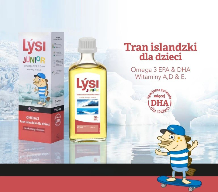 Suplement diety Lysi Junior Tran Islandzki dla dzieci Mango-Limonka 240 ml (5690548868085) - obraz 2