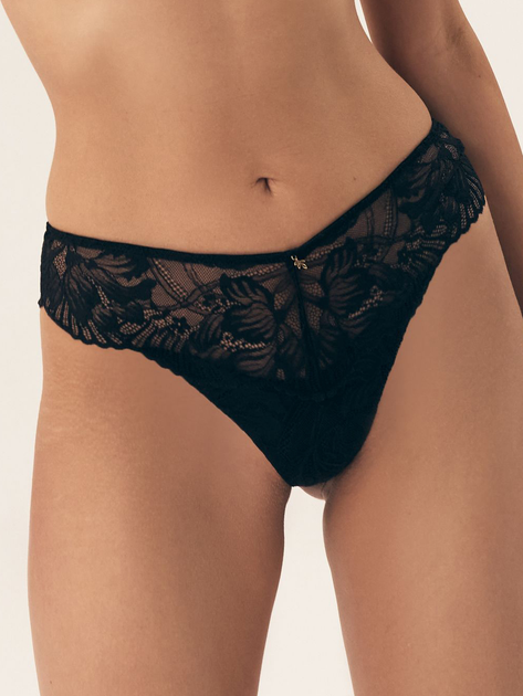 Majtki tanga damskie koronkowe Esotiq Blueberry 42556-99X L Czarne (5903972524541) - obraz 1