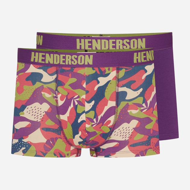 Набір трусів боксерів чоловічих бавовняних 2 шт Henderson Spin 42589-MLC M Фіолетовий/Різнокольоровий (5903972379530) - зображення 1